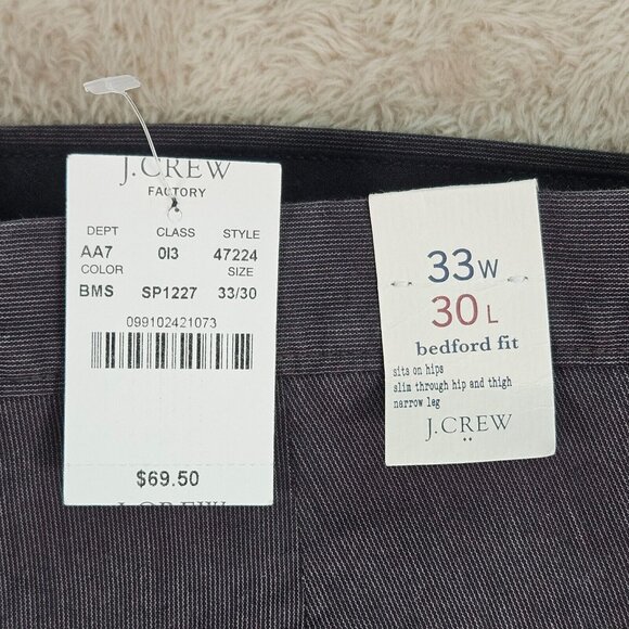 NWT J.Crew $69 Bedford Fit 100% Cotton Pant Narrow Leg Men's Size 33x30 - Picture 4 of 13